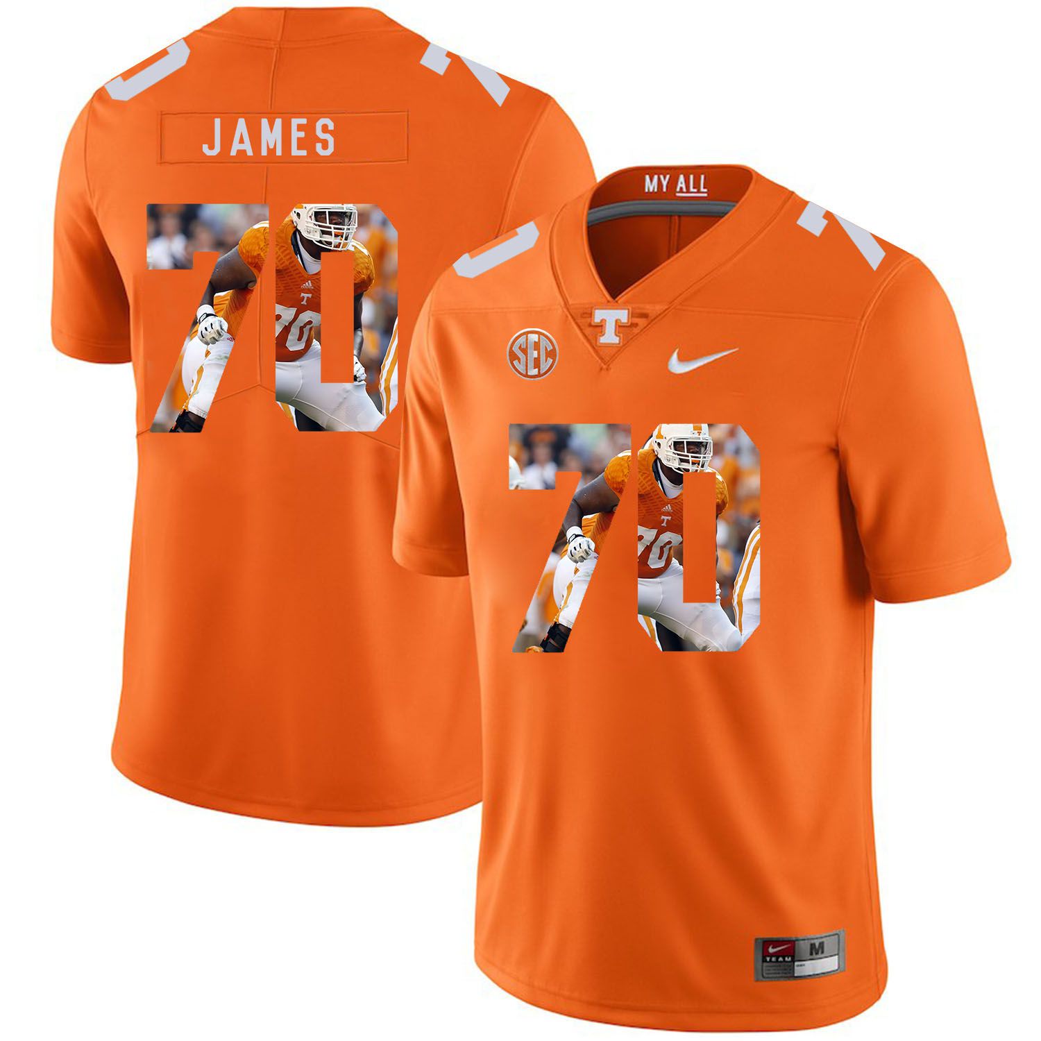 Men Tennessee Volunteers #70 James Orange Fashion Edition Customized NCAA Jerseys->customized ncaa jersey->Custom Jersey